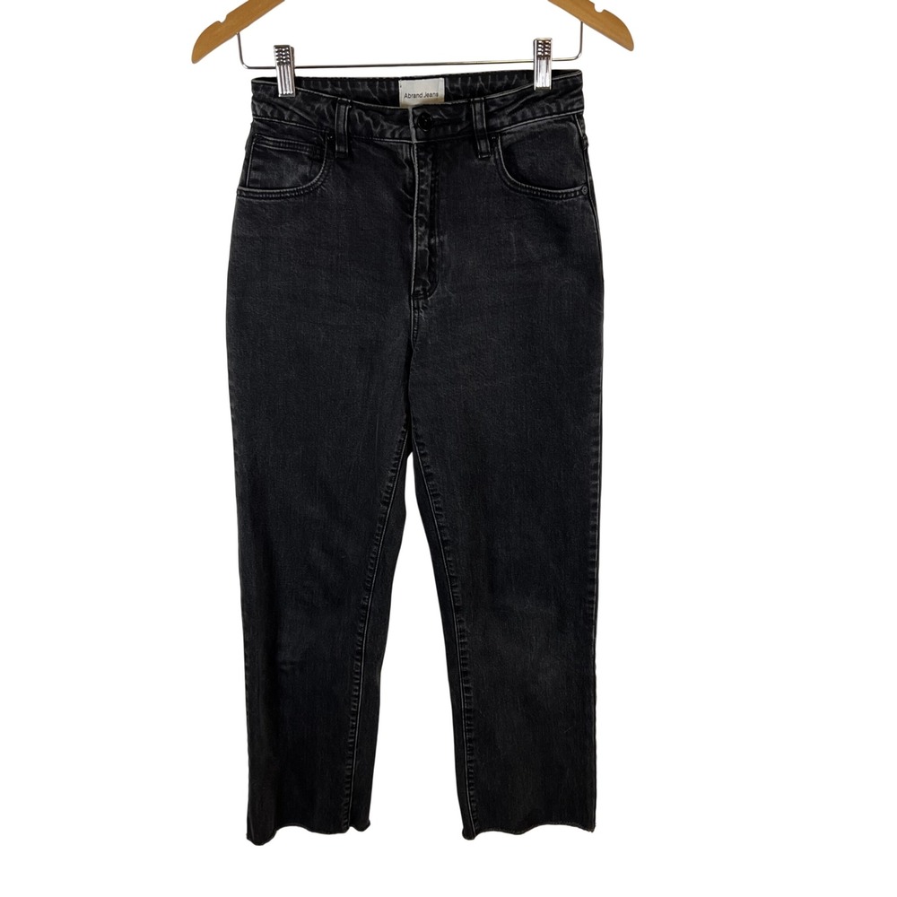 Abrand Jeans A '94 High Straight Black Raw Hem Denim Jeans Size‎ 27 Grunge 90's
